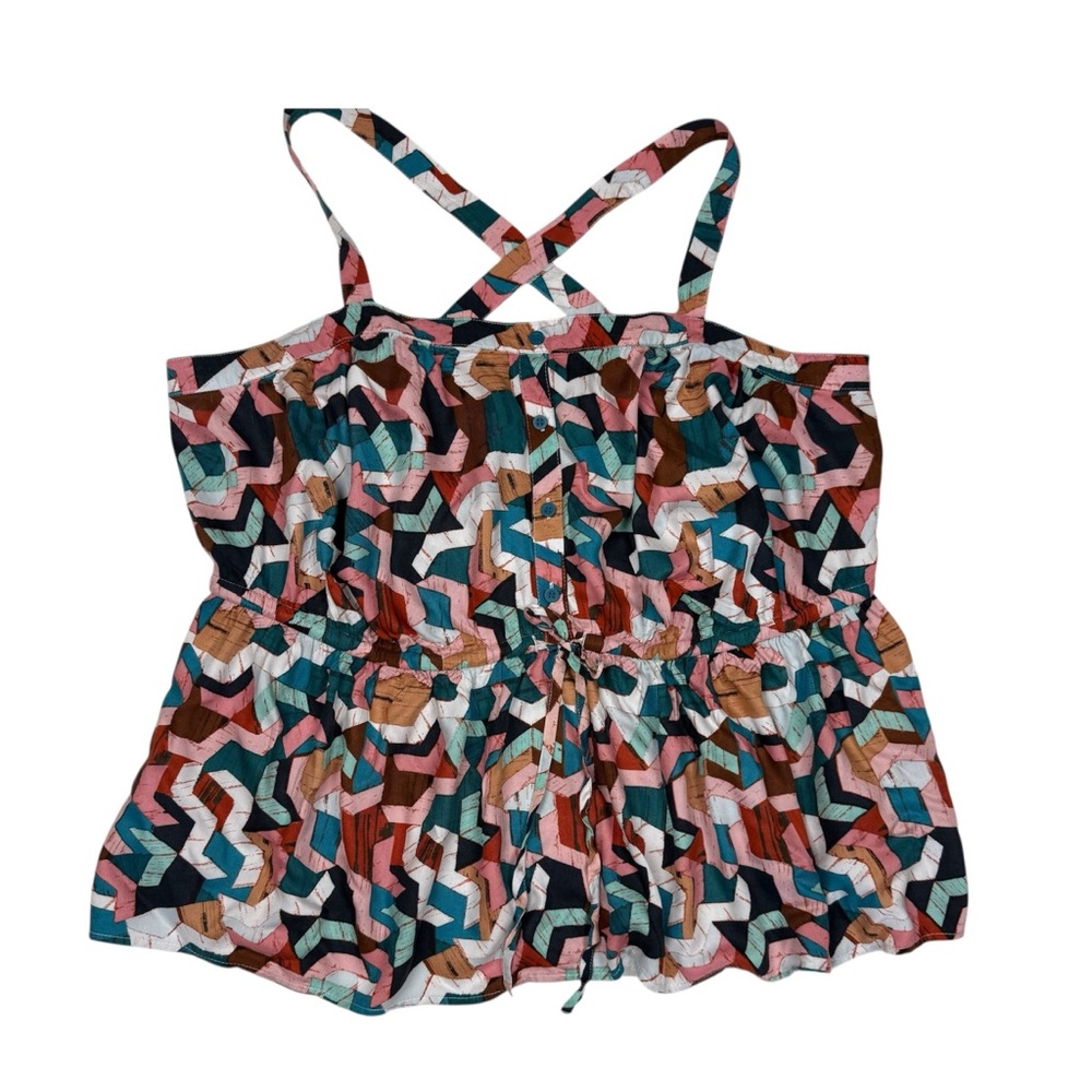 Lane Bryant Button-Down Cross Back Peplum Tank